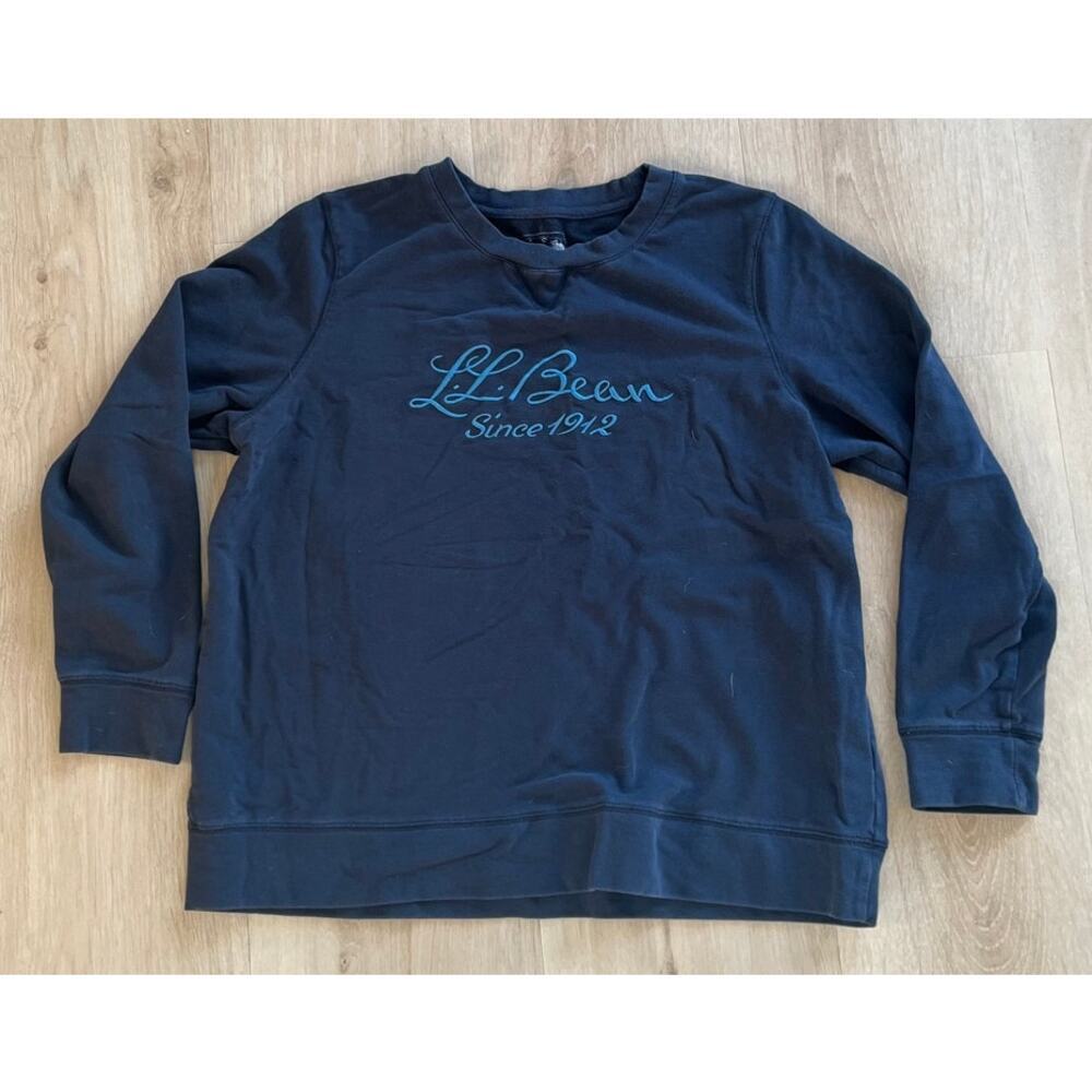 LL Bean athletic blue crewneck, large- embroidered